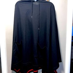Men’s black poncho, cotton fabric with large front pockets